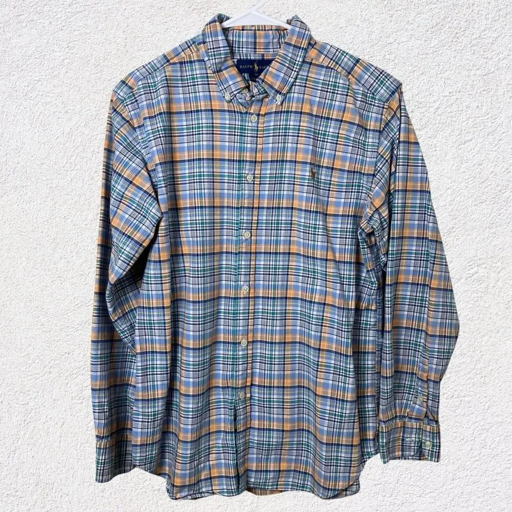 Ralph Lauren Youth Boys 20 Dress Shirt Plaid Long Sleeve Button Down Easter